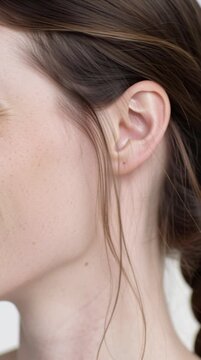 Close Up Portrait Beautiful Woman With Dental Braces Studio Lighting White Background 4K Detail