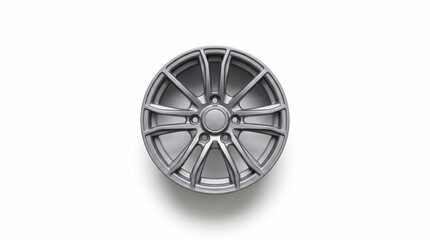 Obraz premium Modern Alloy Wheel Rim with Intricate Spoke Design on White Background