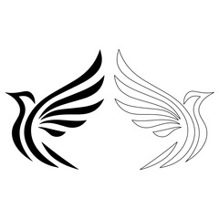Fototapeta premium Elegant flying bird silhouette set showcased as professional vector graphic design elements for artistic branding projects and creative digital illustrations