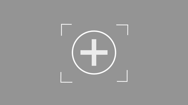 Minimalist plus sign animation on grey background symbol