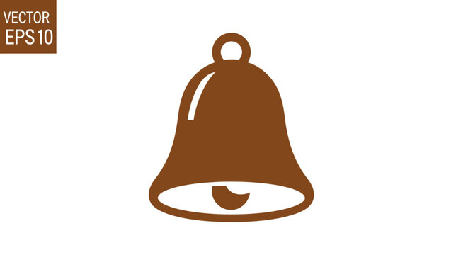 Brown Metal Bell Icon Symbol.