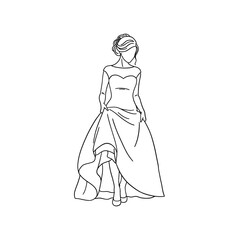 Fototapeta premium An elegant fashion model posing as a vintage bride in a long bridal gown illustrates timeless beauty and style for a lady seeking princess elegance in a wedding art design