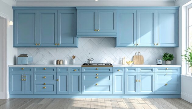 A luxury contemporary home kitchen interior features new wood cabinets and modern appliances including a stove and oven with a sleek sink set into the tile counter