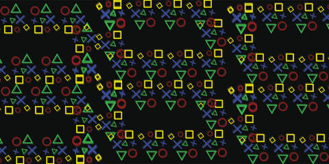 Background design with game console symbol pattern. Icons triangle, circle, cross and square. Game controller © achtopik