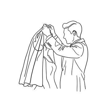 Black and White, Outline Hand drawn wedding and Bachelorette illustration fine line art style