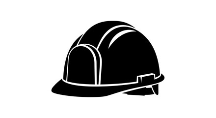 Fototapeta premium Black silhouette of a construction hard hat on a white background