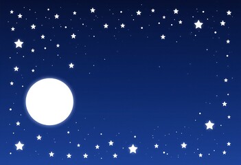 Fototapeta premium Night sky with stars and moon. paper art style