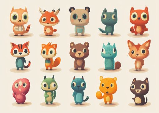 set of funny animals