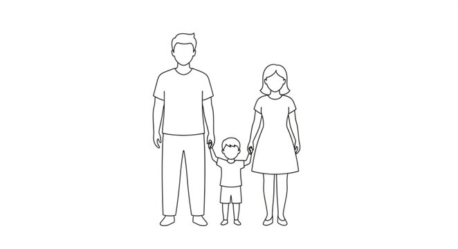 Stylized illustration of a family unit with parents and child.