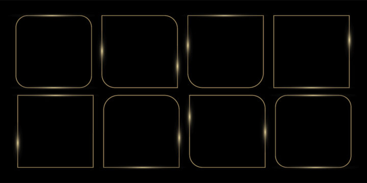 Set of aesthetic golden line frames, text boxes vector elements