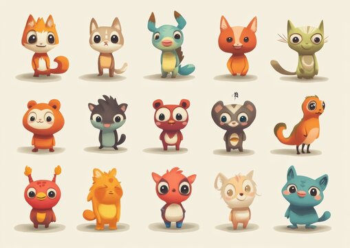set of funny animals