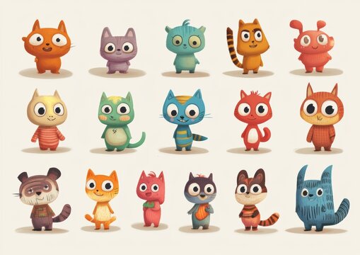 set of funny animals