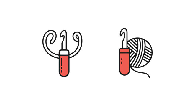Crochet Hook With Yarn Line modern colorful abstract vector