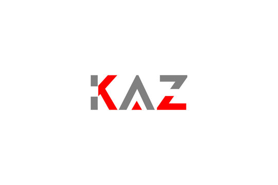 KAZ Logo Design: Modern Red & Grey Stylized Typographic Vector Graphic for Corporate Identity Brand