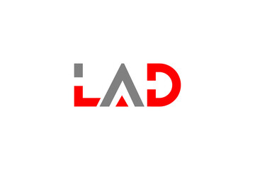 Obraz premium LAD Logo Design: Red and Grey Modern Minimalist Geometric Lettermark Vector Icon for Brand Identity