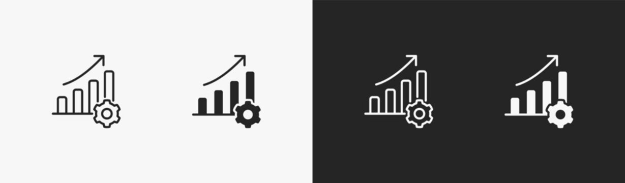 Set of Optimization icon in black and white collection