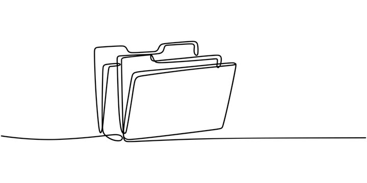 documents file continuous one line drawing, Continuous single line vector drawing of a folder. Outline documents background icon. Saving securities vector icon. Continuous one line drawing folder icon