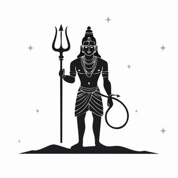 Silhouette of Lord Shiva holding a trident and a noose