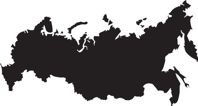 Black silhouette map of russia country borders