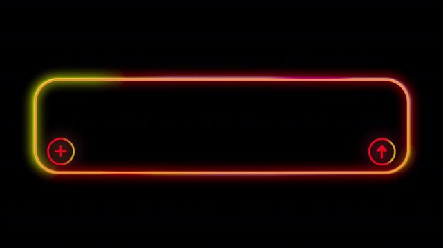 Neon glowing search bar UI element on alpha channel. Animated colorful gradient frame with icons for modern video editing in MOV format.