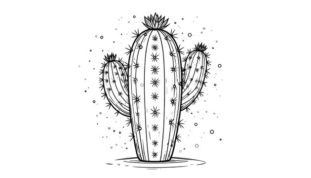 Prickly Pear Cactus Plant Illustration.