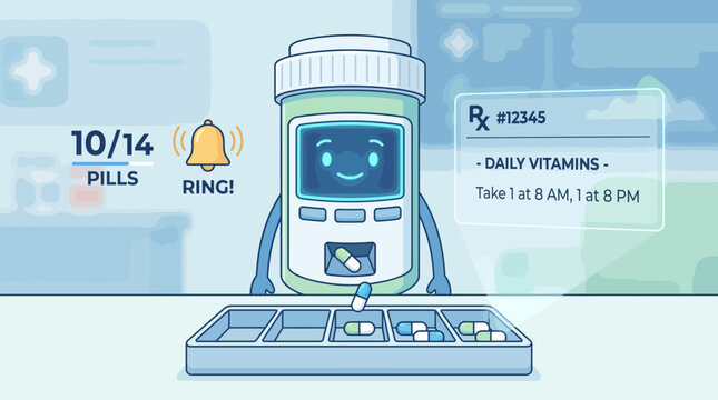 Animated Robot Pill Dispenser with Smart Reminder System for Daily Vitamins and Medication Management