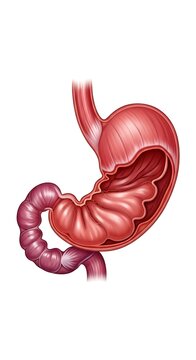 Anatomical Illustration of the Human Stomach and Duodenum.