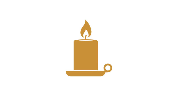 Burning candle on a plate.