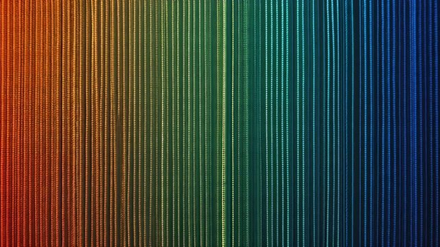 丸形ドットで構成した縦系スキャッタの抽象、赤から青へ連なる配列