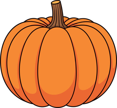 Realistic Orange Pumpkin Vector Illustration for Halloween, Autumn Harvest, Thanksgiving Seasonal Designs, Cards, and Decorative Elements