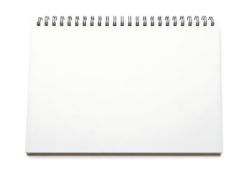 Open blank spiral bound sketchbook or notebook mockup