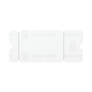 Blank white train ticket with embossed locomotive icon