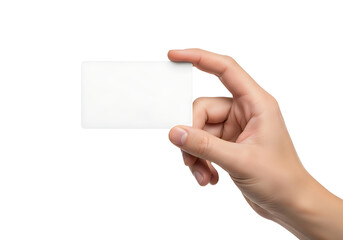 Fototapeta premium Hand holding blank white business card for mockup