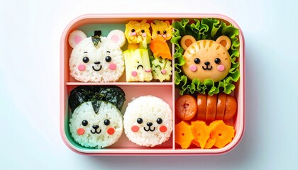 Fototapeta premium Cute Animal Bento Box Lunch Ideas for Kids Fun Food Art