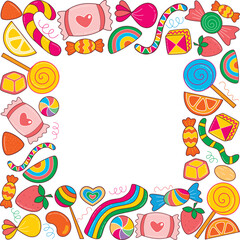 Obraz premium Square frame of candies and sweets