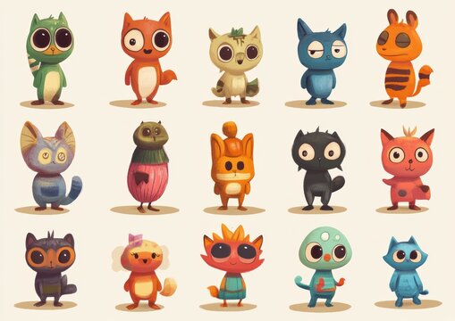 set of funny animals