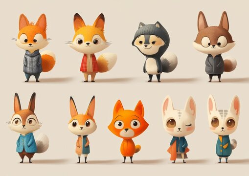 set of funny animals