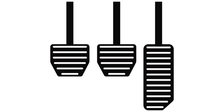 Car Pedal Icon Set in Thin Line and Outline Styles &ndash; Automotive Control Pedal Symbol Vector Illustration for Web
 and Mobile App Design