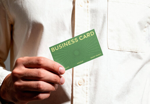 Business Card Mockup &ndash; Handheld Branding Stationery Presentation (PSD)