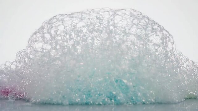 Cartoon germs running away as soap foam covers them