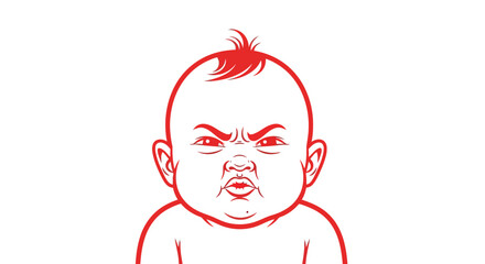 Angry baby with red hair.