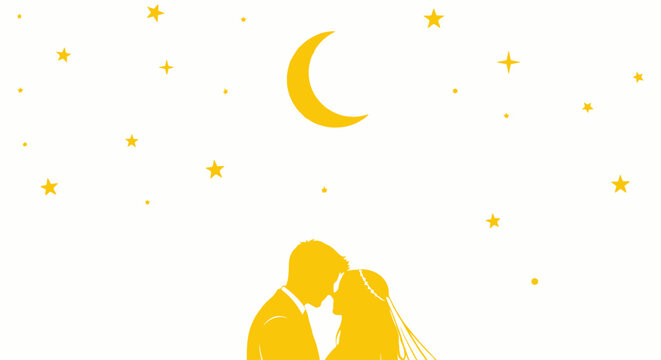 Couple Kissing Under Starry Night.