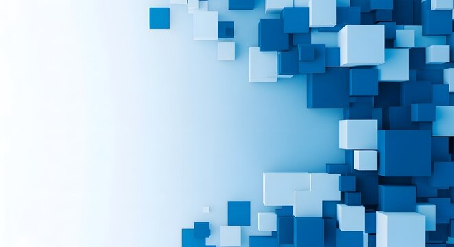 Abstract blue blocks a modern digital background with geometric shapes