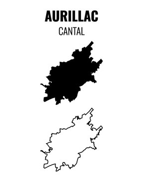 Vector map of administrative boundaries of Aurillac, France