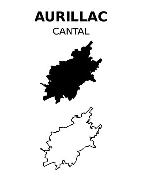 Vector map of administrative boundaries of Aurillac, France