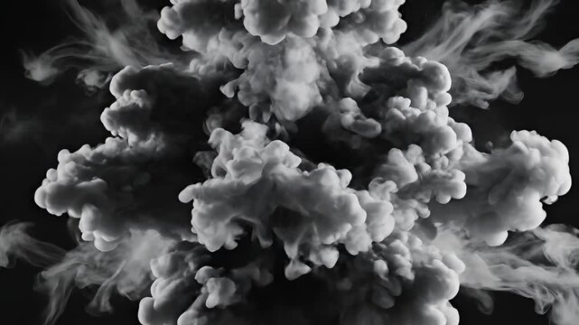 Dramatic Black and White Smoke Explosion Abstract Background.
