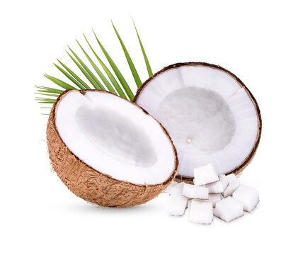 Coconut with leaves Isolated on transparent background (.PNG)