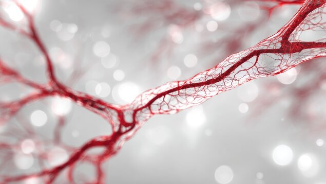 Close-up view of a microscopic blood vessel network, illustrating circulatory system detail.