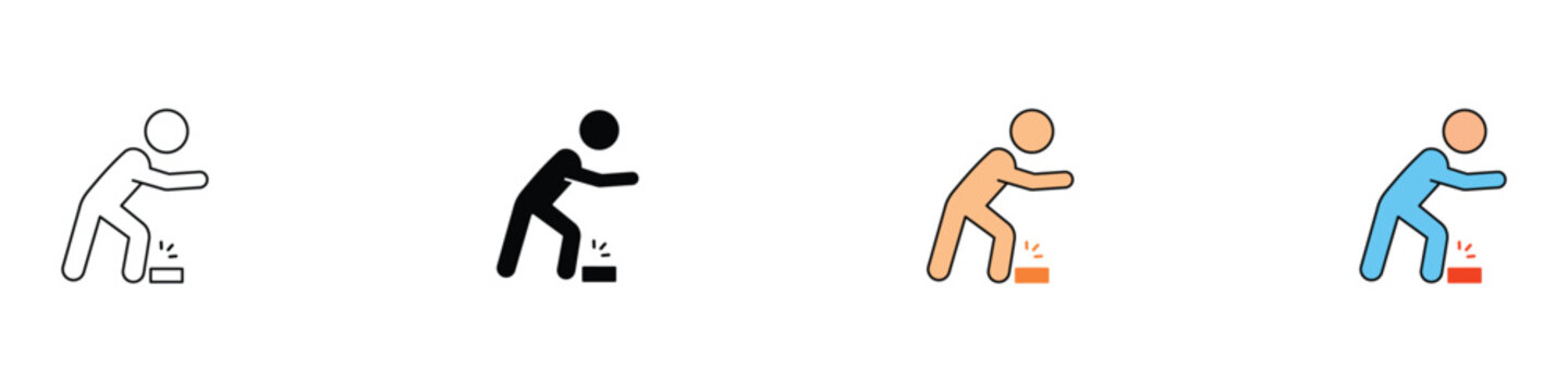 Stop or step warning icon set. Vector illustration of safety sign, caution symbol, and workplace hazard prevention concept for industrial security.