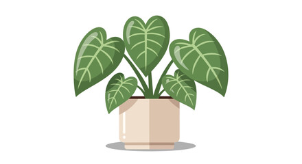 A vibrant illustration of a philodendron plant in a light beige pot showcasing lush green foliage © Shakil